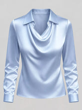 Women's Plus Size Satin Cowl-Neck Blouse - product photo 8