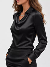 Women's Plus Size Satin Cowl-Neck Blouse - product photo 11