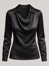 Women's Plus Size Satin Cowl-Neck Blouse - product photo 13