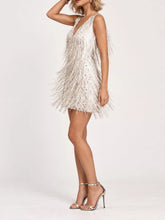 Women's Plus Size Sequin Fringe V-Neck Mini Dress - product photo 3