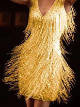 Women's Plus Size Sequin Fringe V-Neck Mini Dress - product photo 10