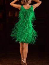 Women's Plus Size Sequin Fringe V-Neck Mini Dress - product photo 15
