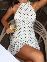 Women's Polka Dot Backless Halter Bodycon Mini Dress - product photo 5
