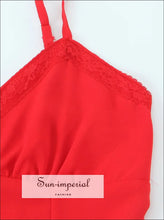 Women’s Red v Neckline A-line Dress with Boutons Detail V neckline A-Line With Sun-Imperial United States