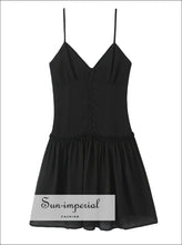 Women’s Red v Neckline A-line Dress with Boutons Detail V neckline A-Line With Sun-Imperial United States