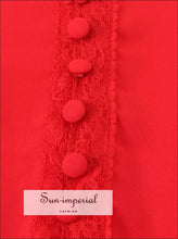 Women’s Red v Neckline A-line Dress with Boutons Detail V neckline A-Line With Sun-Imperial United States