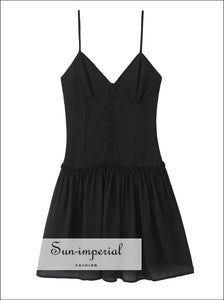 Women’s Red v Neckline A-line Dress with Boutons Detail V neckline A-Line With Sun-Imperial United States