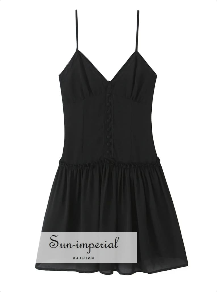 Women’s Red v Neckline A-line Dress with Boutons Detail V neckline A-Line With Sun-Imperial United States