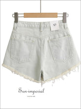 Women’s Ripped Denim Shorts With Fringe Detail Sun-Imperial United States