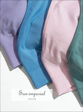 Women’s Seamless Yoga Set High Neck Open Back Sports Bra & Scrunch Butt Shorts Sun-Imperial United States
