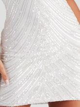 Sequin embellishment detail on women's mini dress