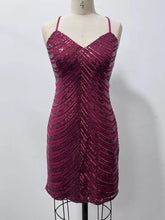 Women's sequin backless mini dress