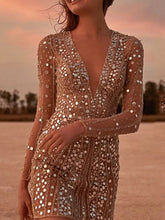 Women's Sequin V-Neck Long-Sleeve Bodycon Mini Dress - product photo 6
