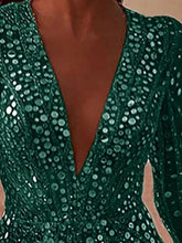 Women's Sequin V-Neck Long-Sleeve Bodycon Mini Dress - product photo 10