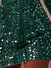 Women's Sequin V-Neck Long-Sleeve Bodycon Mini Dress - product photo 11
