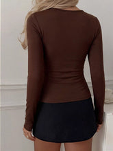 Women's Slim-Fit Ruched Scoop Neck Long Sleeve Top - product photo 5