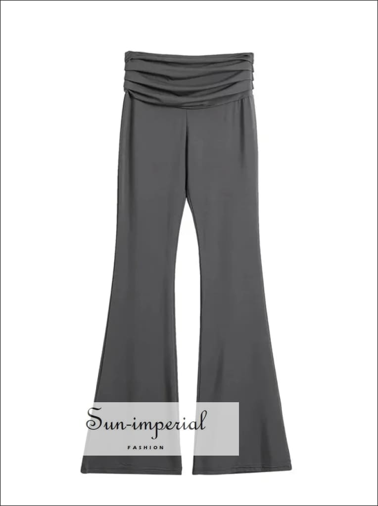 Women’s Flare Trousers With Ruched Fold Waist Detail Sun-Imperial United States