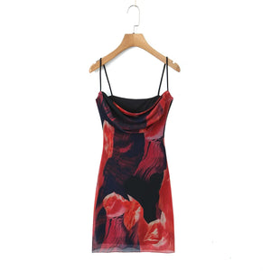 Women’s Tie-dye Mesh Cami Strap Mini Dress Sun-Imperial United States