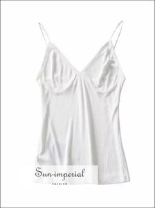 Women’s v Neck Slim Fit Cropped Cami Top Sun-Imperial United States