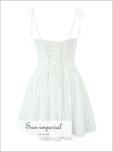 Women’s White Embroidery Corset Style Mini Dress With Center Tie Detail Sun-Imperial United States