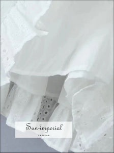 Women’s White Embroidery Lace Tube Mini Dress With Center Buttons Detail Sun-Imperial United States