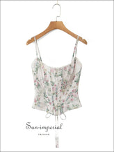 Women’s White Floral Corset Style Cami Tank Top Sun-Imperial United States