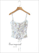 Women’s White Floral Corset Style Cami Tank Top Sun-Imperial United States