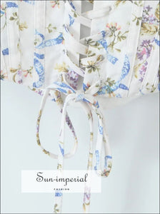 Women’s White Floral Corset Style Cami Tank Top Sun-Imperial United States