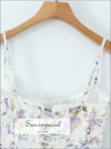 Women’s White Floral Corset Style Cami Tank Top Sun-Imperial United States