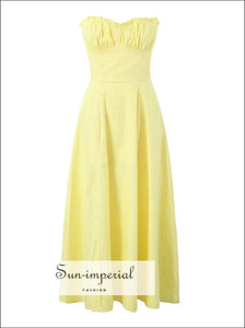 Women’s Yellow Tube Midi Dress With Cami Top Set Sun-Imperial United States