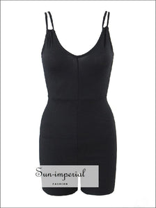 Sun-imperial - women Black short bodycon romper with daube cami strap detail Black / S Sun-imperial - women Black short bodycon romper with daube cami strap detail Black / S