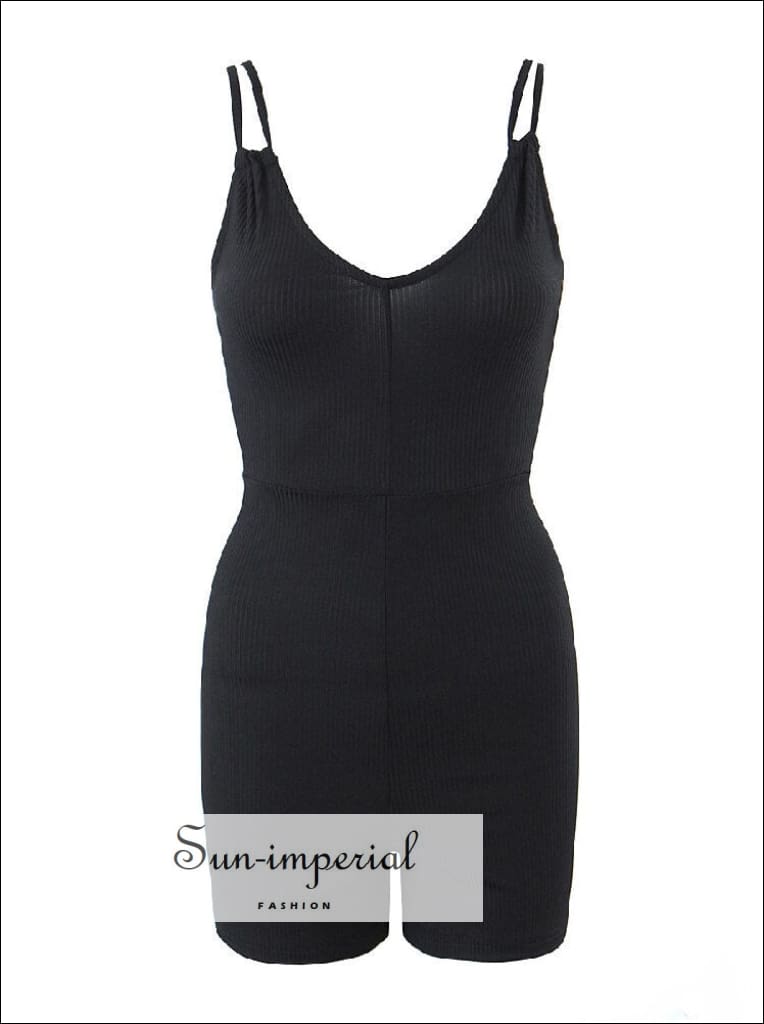 Sun-imperial - women Black short bodycon romper with daube cami strap detail Black / S