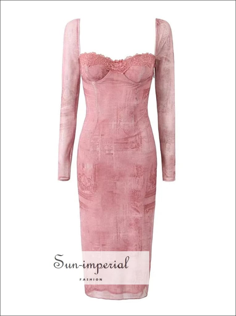 pink long sleeve corset dress Bardot Long Sleeve Corset Dress In Pink | EGO US