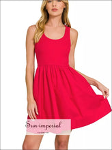 Combined Knit & Woven Midi Dress Dress, Ship from USA Sun-Imperial United States