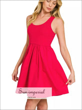 Combined Knit & Woven Midi Dress Dress, Ship from USA Sun-Imperial United States