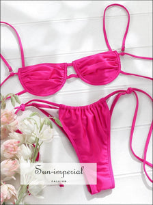 Women’s Pink Micro Thong Underwire Padded Bikini Set Sun-Imperial United States