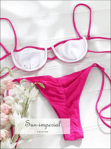 Women’s Pink Micro Thong Underwire Padded Bikini Set Sun-Imperial United States
