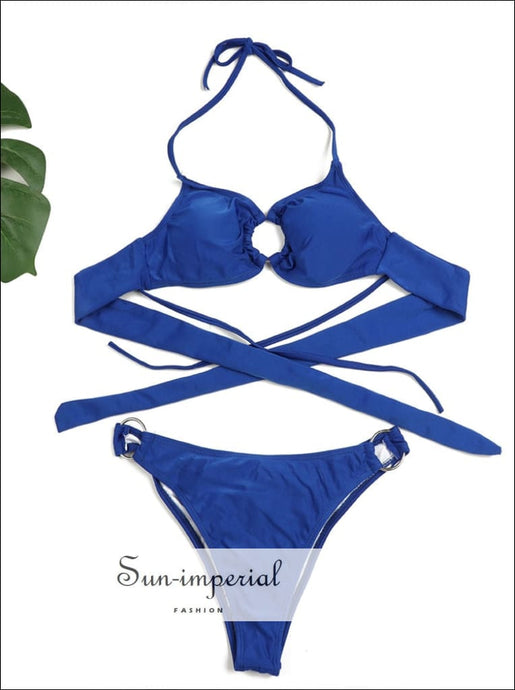 Women’s Solid Bikini Set With Center Ring Detail Sun-Imperial United States