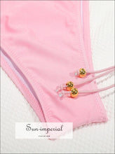 Women’s Pink Triangle Bikini Set With Gold Beads Details Sun-Imperial United States