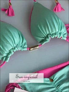 Green Bikini With Pink Drawstring Sun-Imperial United States