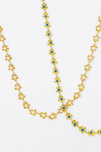 Gold  Plated 15" Chain With Two  Inch Extender Color Drip Flower Necklace