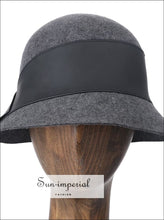 100% Wool Bucket Hat Women Elegant Winter Hats with Leather Trim black, bucket hat, grey, vintage SUN-IMPERIAL United States
