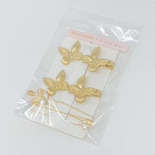 Gold butterfly Hair Clips And Pin Set