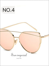17 Colors Metal Sunglasses Women Luxury Cat Eye Mirror Rose Gold Vintage Cateye Sun Glasses SUN-IMPERIAL United States