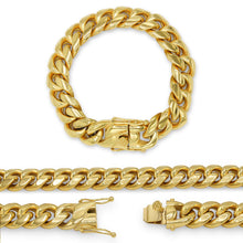 Cuban Link Chain Curb 18K Gold Plated Bracelet 8.5" Stainless Steel Jewelry For Men