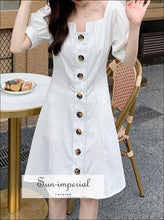 Women Single- Breasted Square Collar Mini Dress Sun-Imperial United States