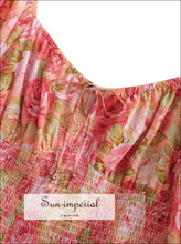 Women’s Pink Floral Print Elastic Waist Long Sleeve Mini Dress Sun-Imperial United States