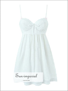 Sun-imperial - womens White cotton 2 layers hem cami strap coreset style mini dress with lace up White / L Sun-imperial - womens White cotton 2 layers hem cami strap coreset style mini dress with lace up White / L