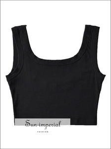 Women Sleeveless Round Collar Bodycon Camisole Crop Top Tank With u Back Detail U Sun-Imperial United States