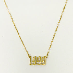 Stainless Steel 18 K gold plated Birth Year Necklace